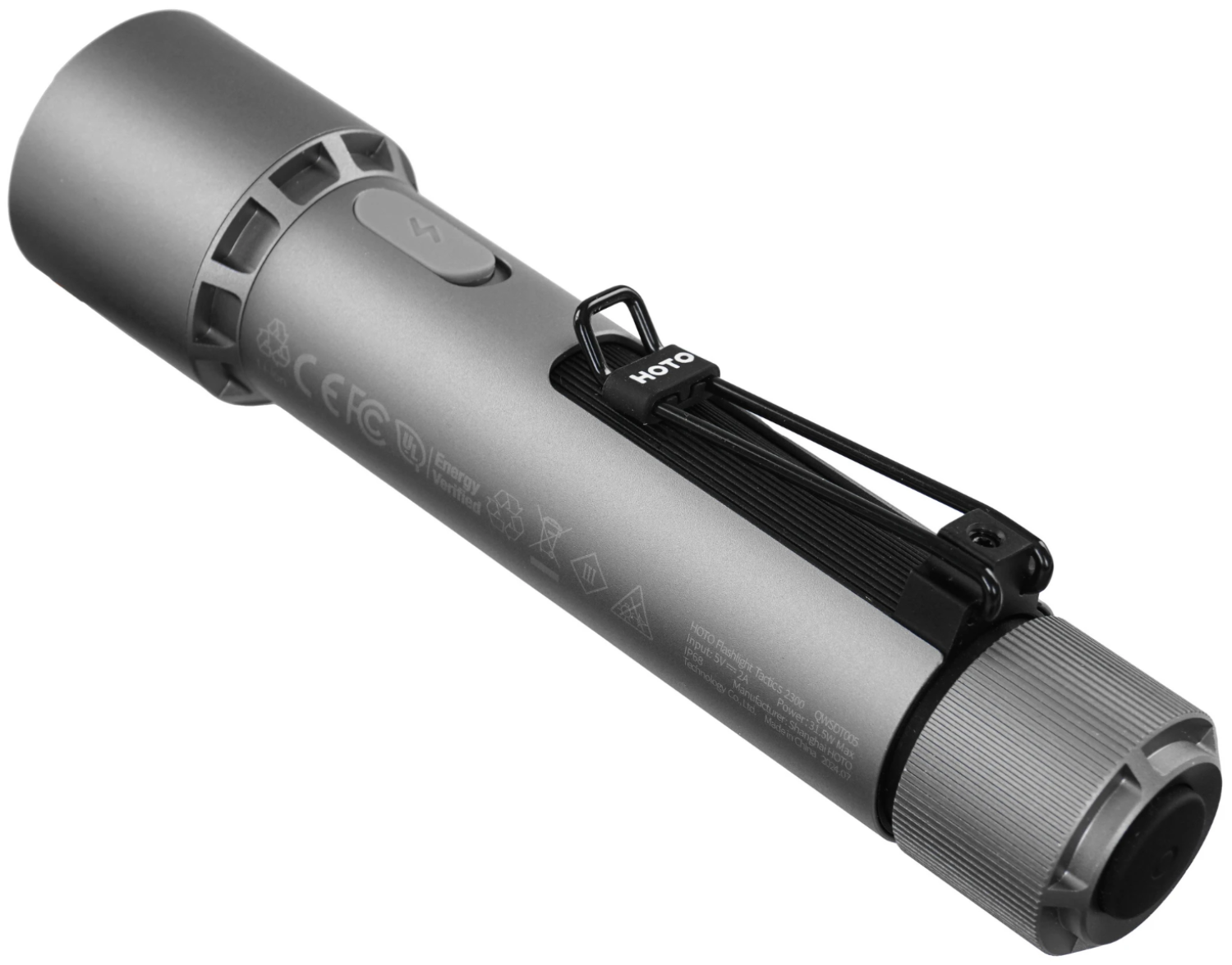 Ручной фонарь HOTO Flashlight Tactics 2300 серебристый HOE0010GL